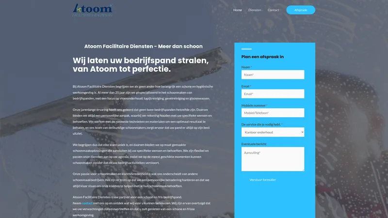 Website van Atoom Facilitaire Diensten B.V