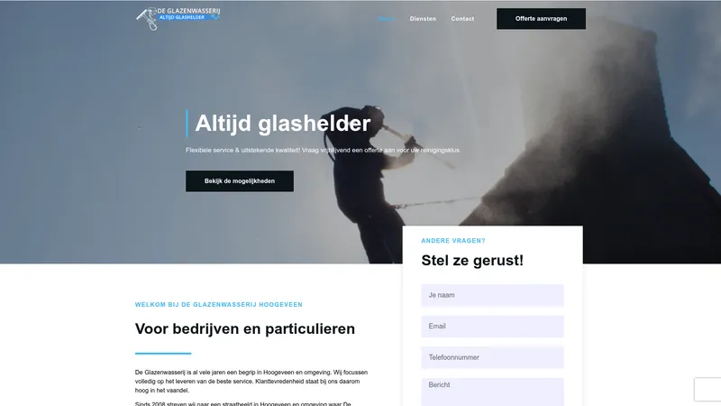 Website van De Glazenwasserij