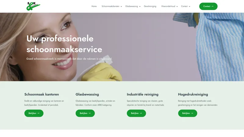 Website van E&K Schoonmaakservice