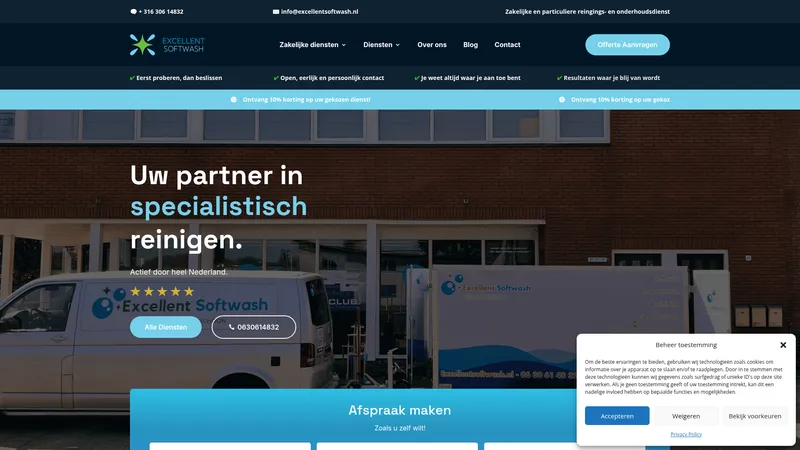 Website van Excellent Softwash