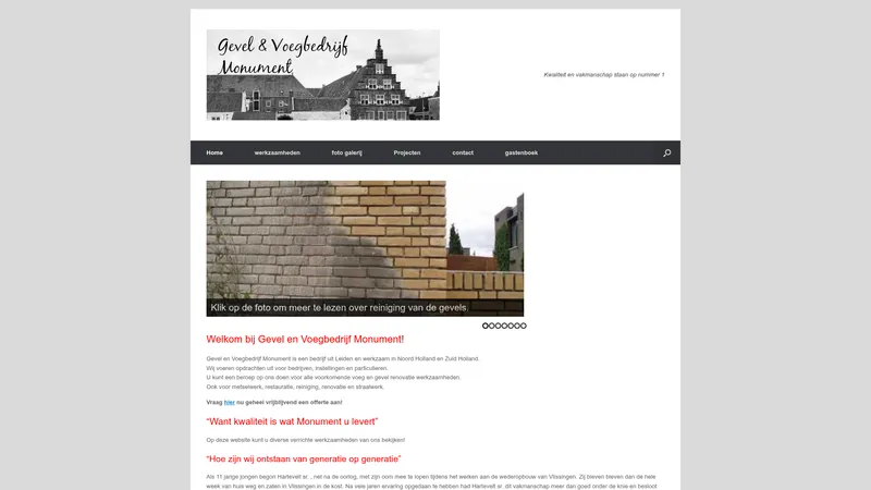 Website van gevel en voegbedrijf monument