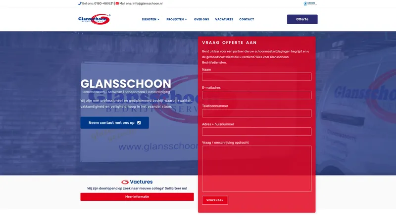 Website van Glansschoon Bedrijfsservice