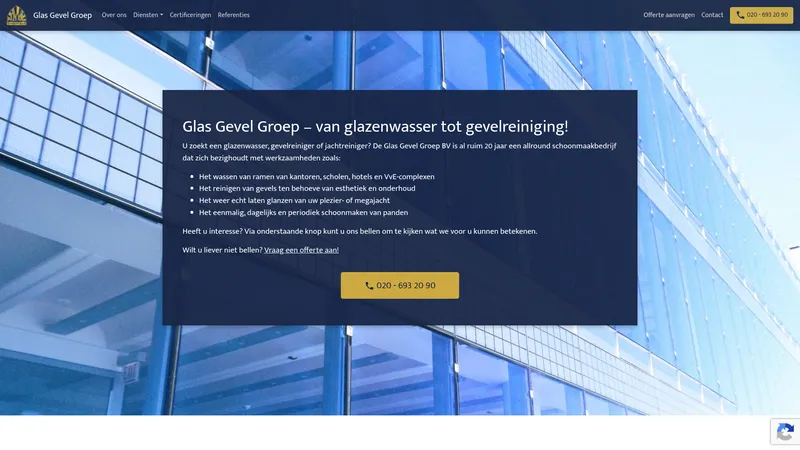 Website van Glas Gevel Groep