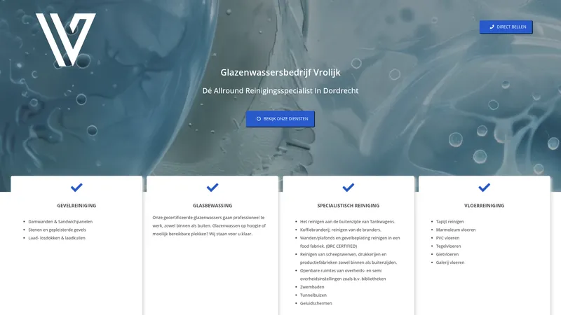 Website van Glazenwassersbedrijf Vrolijk