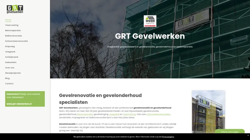 Website van GRT Gevelwerken