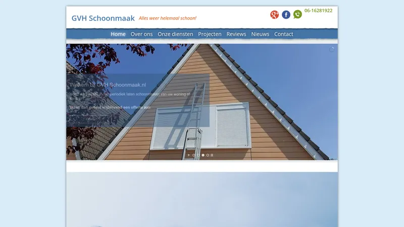 Website van GVH Schoonmaak