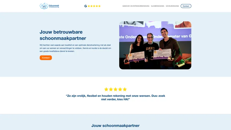 Website van HA Schoonmaak