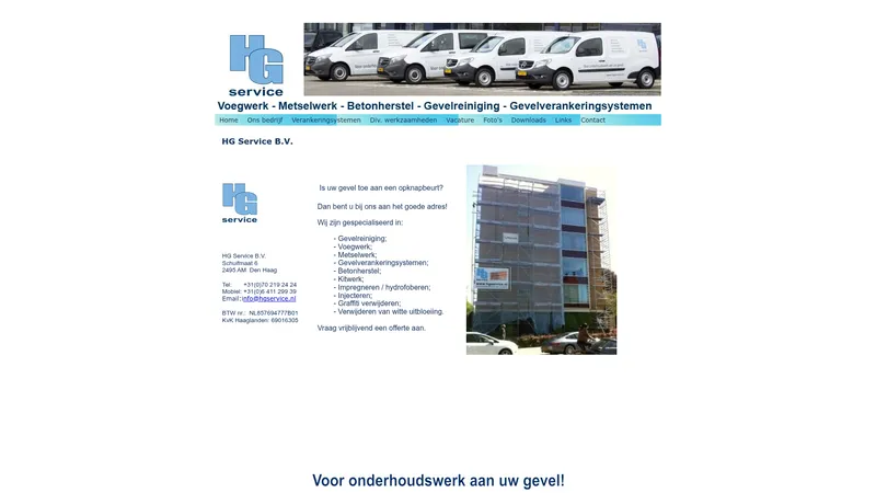 Website van HG Service B.V.