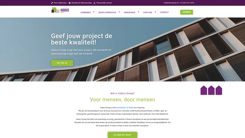 Website van Indaco Groep