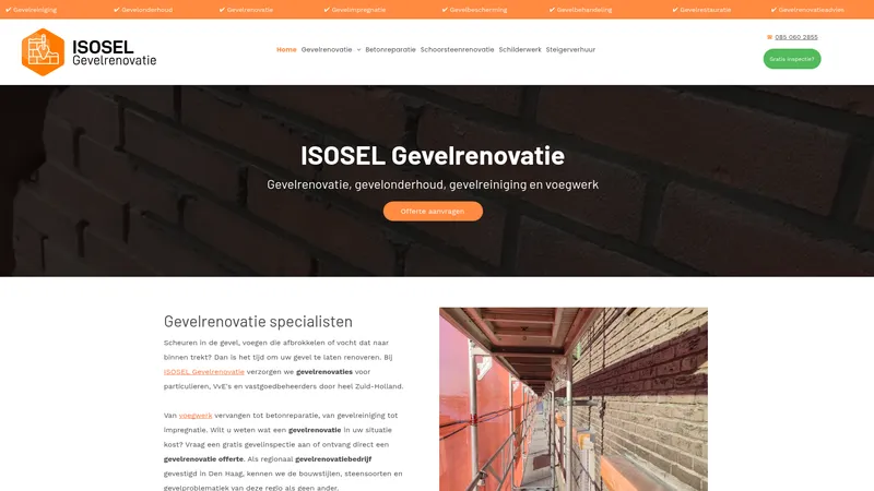 Website van ISOSEL Gevelrenovatie