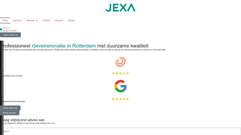 Website van Jexa Gevelonderhoud