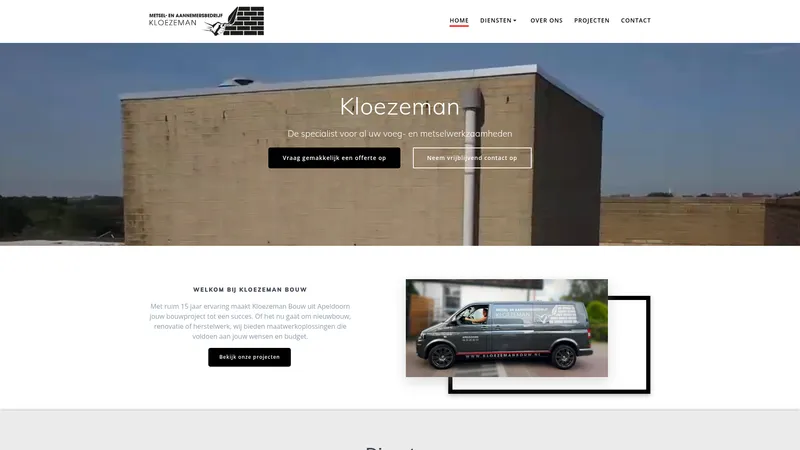 Website van Kloezeman Bouw