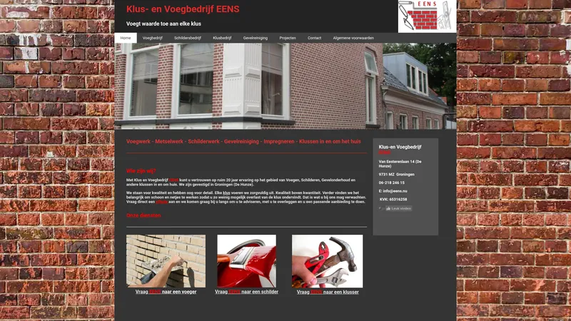Website van Klus- en Voegbedrijf EENS