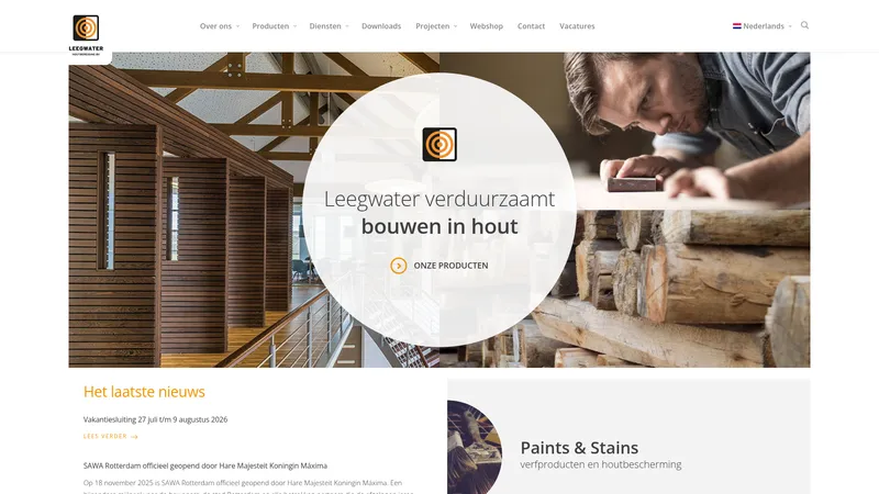 Website van Leegwater Houtbereiding B.V