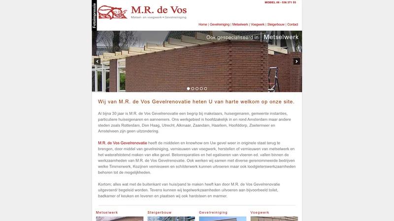 Website van M.R. de Vos Gevelrenovatie