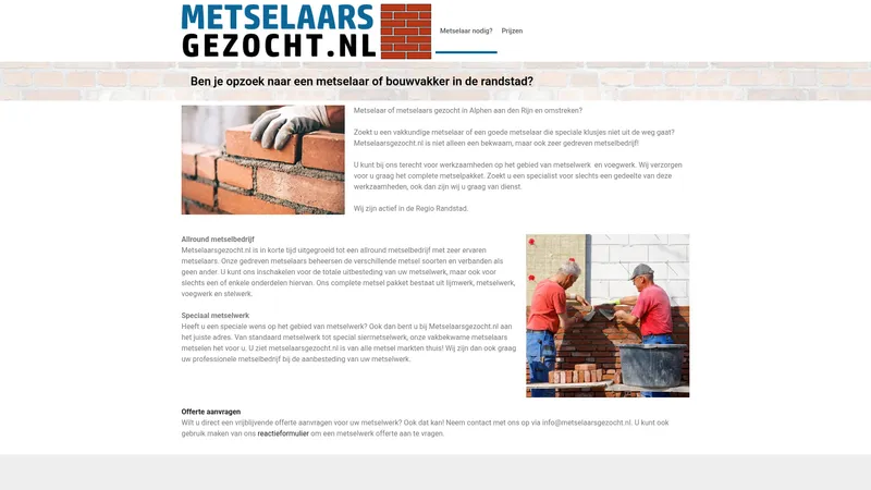 Website van Metselaarsgezocht.nl