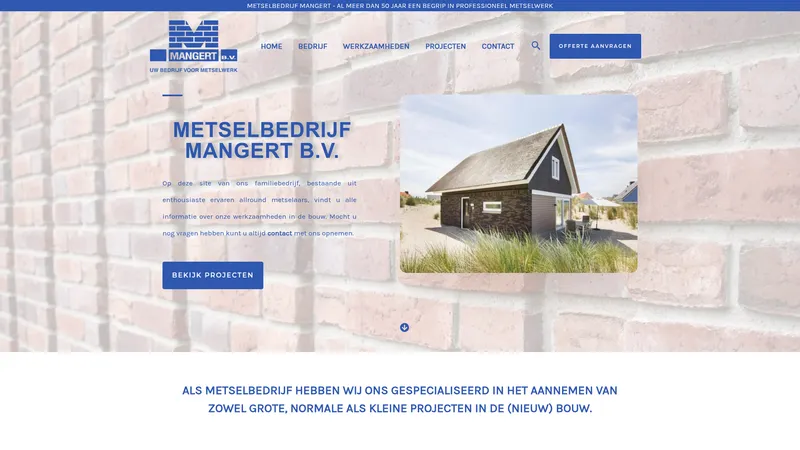 Website van Metselbedrijf Mangert b.v