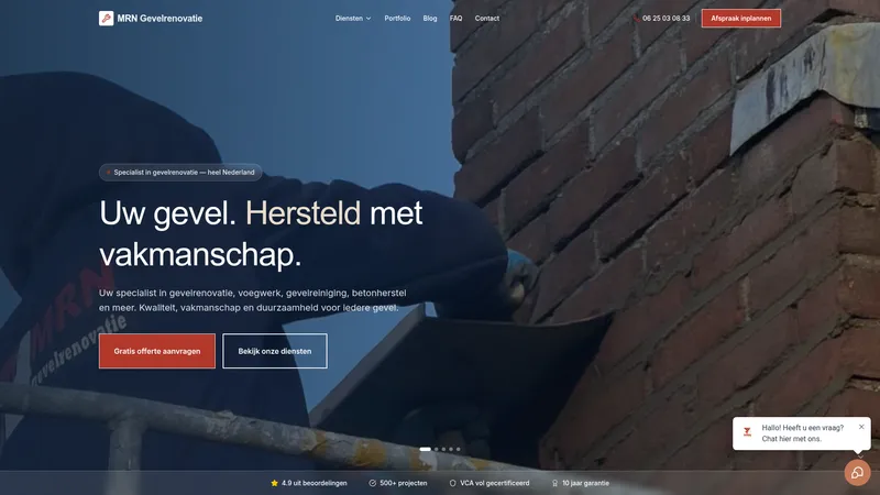 Website van MRN Gevelrenovatie