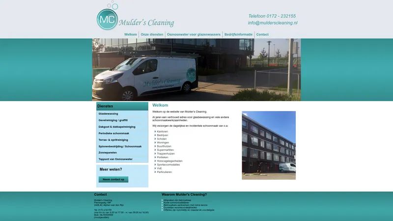 Website van Mulder's Cleaning
