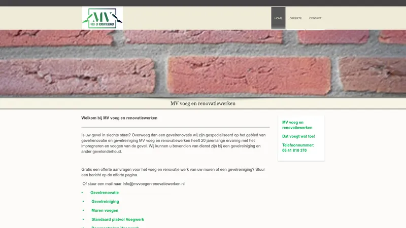 Website van MV voeg en renovatiewerken