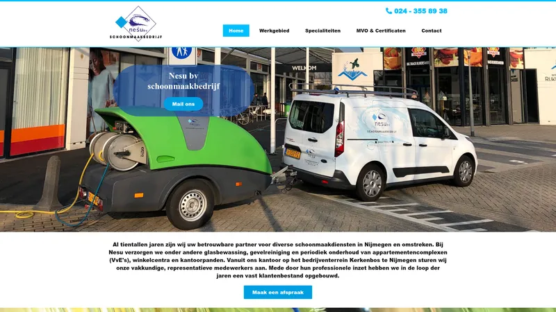 Website van Nesu BV Schoonmaakbedrijf