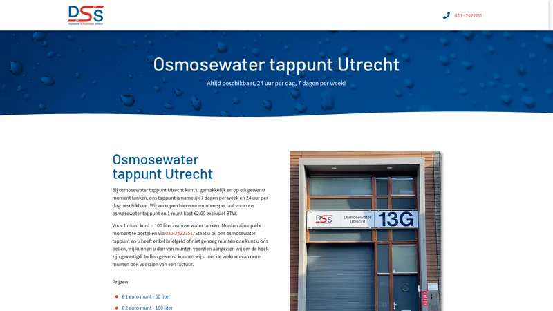 Website van Osmosewater Tappunt Utrecht