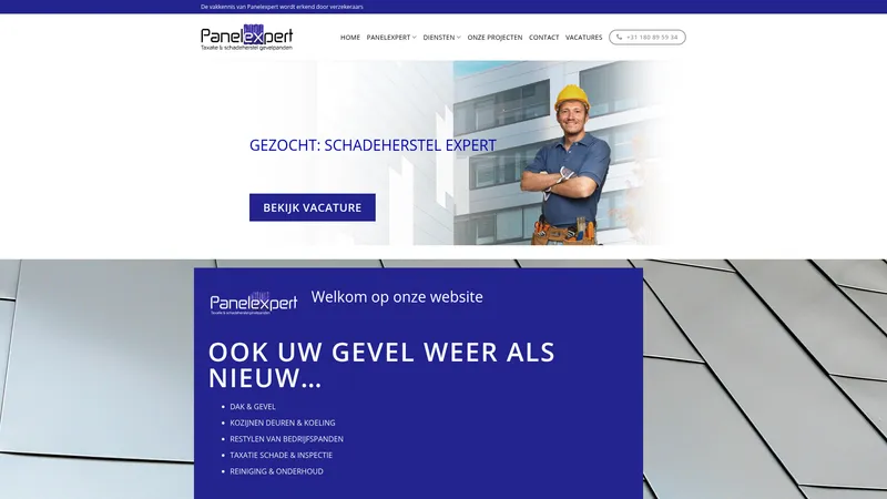 Website van Panelexpert Fassadenexpert