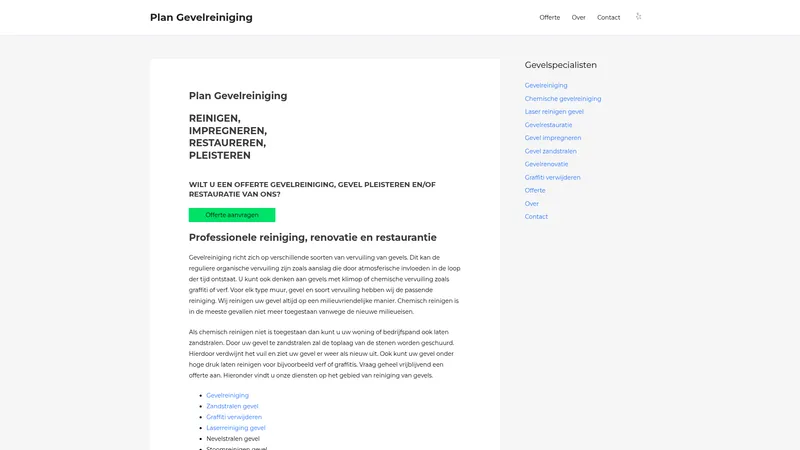 Website van Plan Gevelreiniging