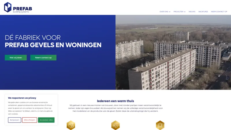 Website van Prefab Building Systems