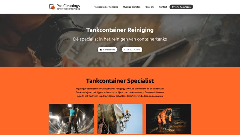Website van Pro Cleanings