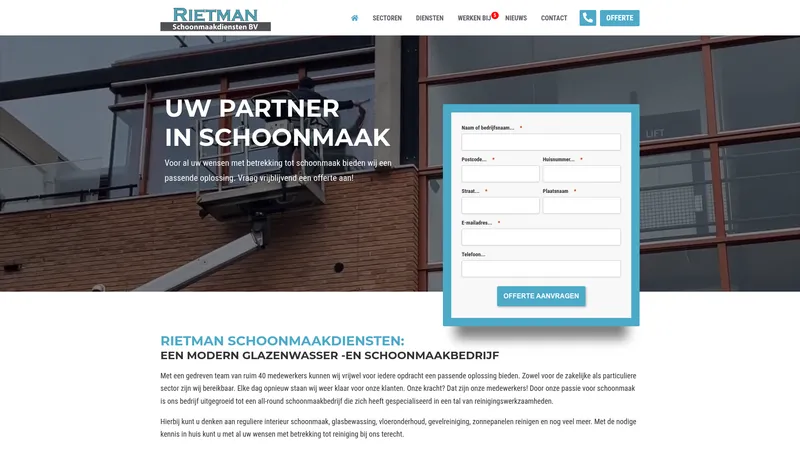 Website van Rietman Schoonmaakdiensten B.V