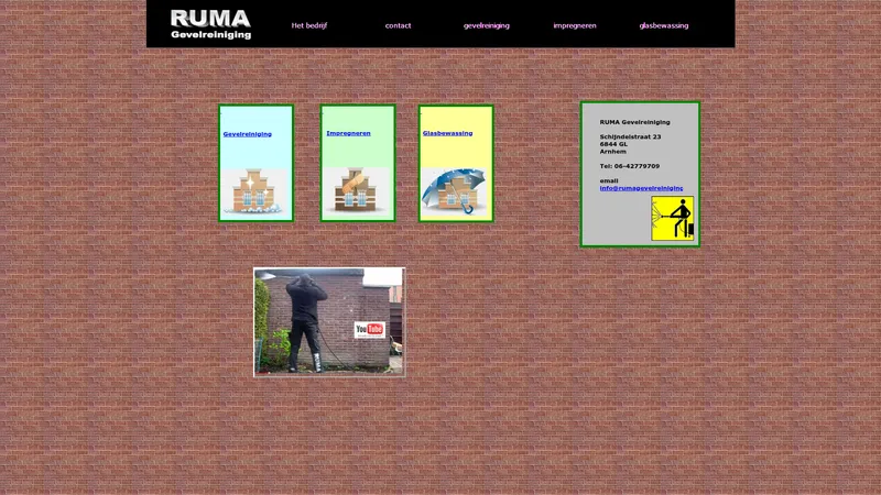 Website van RUMA Gevelreiniging