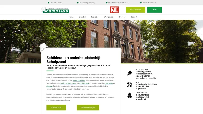 Website van Schilder- & Onderhoudsbedrijf Schulpzand