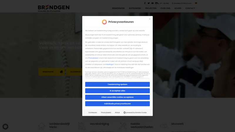 Website van Schildersbedrijf Brendgen Nijmegen