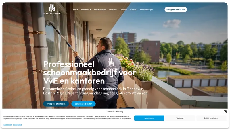 Website van Schoonmaakbedrijf Canara Cleaning B.V