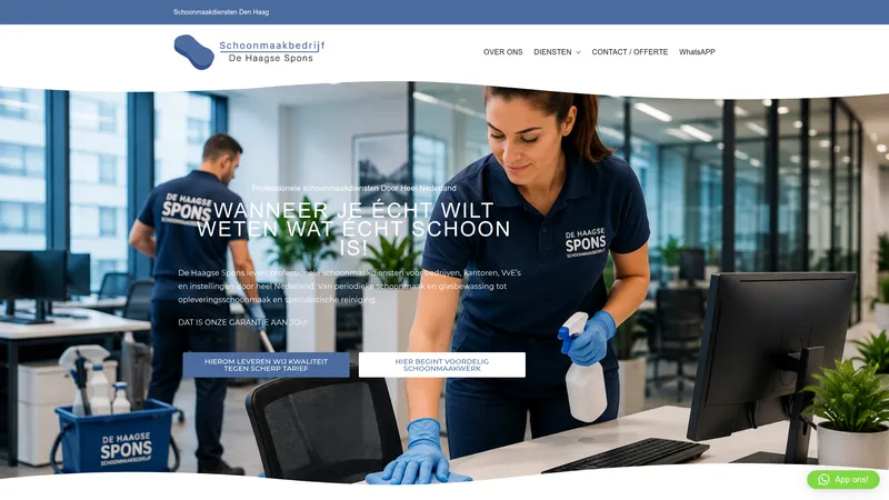 Website van Schoonmaakbedrijf De Haagse Spons