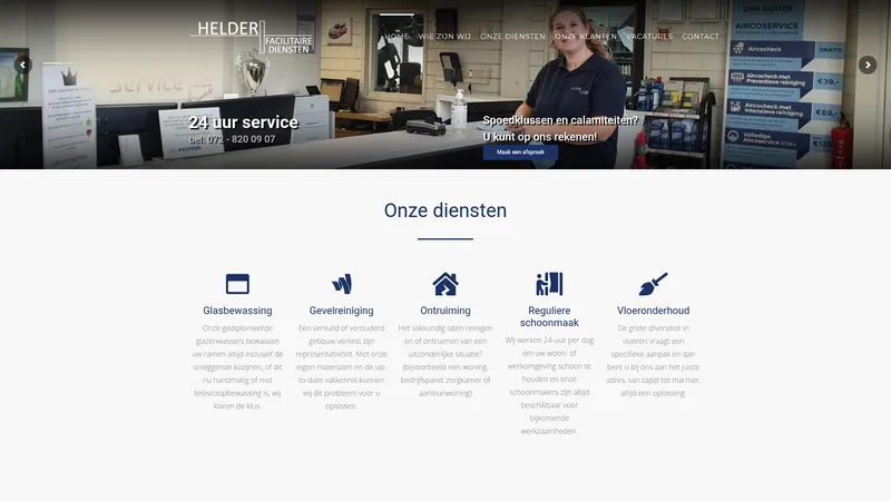 Website van Schoonmaakbedrijf Helder Facilitaire Diensten Alkmaar