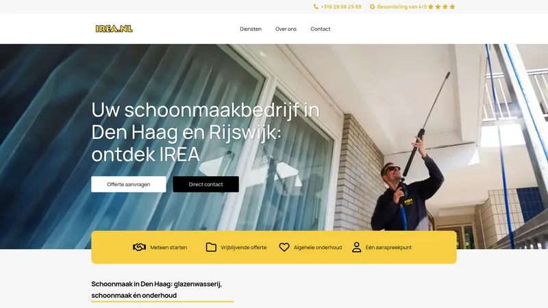 Website van Schoonmaakbedrijf Irea