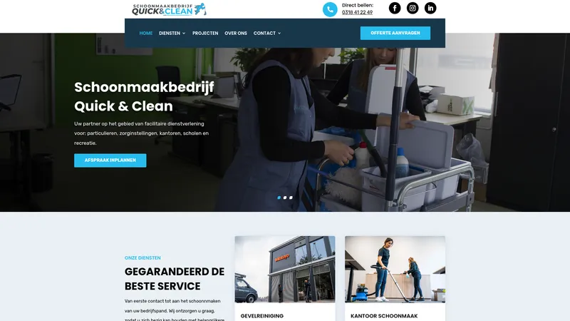 Website van Schoonmaakbedrijf Quick & Clean B.V.