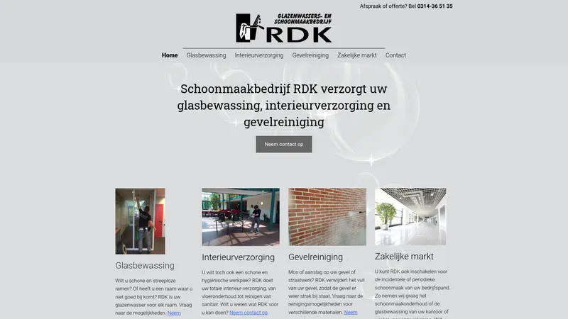 Website van Schoonmaakbedrijf RDK