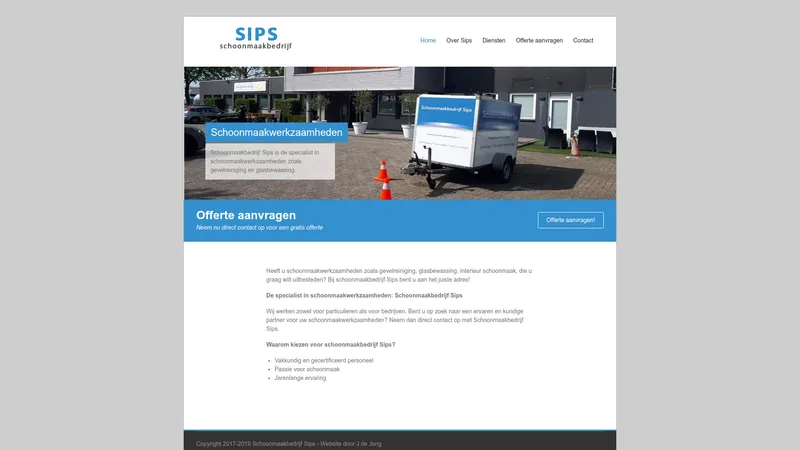 Website van Schoonmaakbedrijf Sips