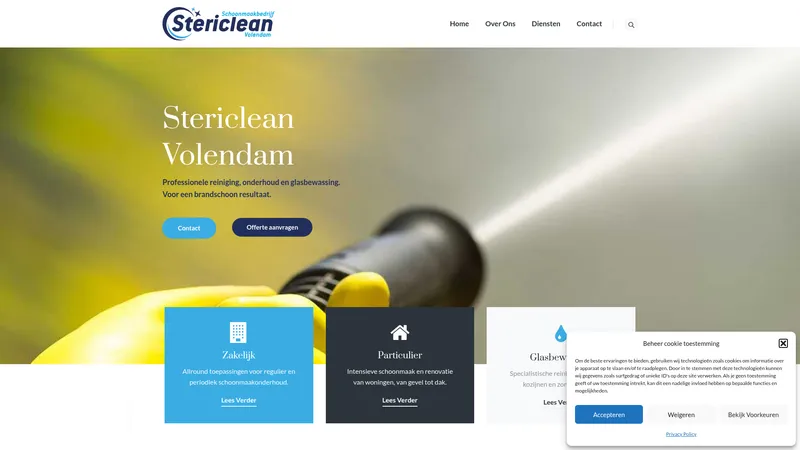 Website van Schoonmaakbedrijf Stericlean Volendam