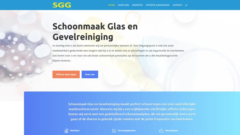 Website van SGG Schoonmaak Glas en Gevelreiniging