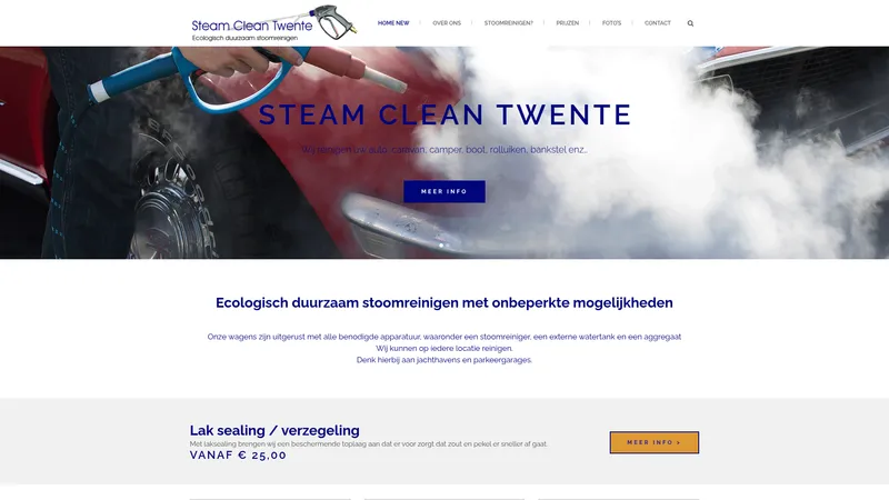 Website van Steam Clean Twente