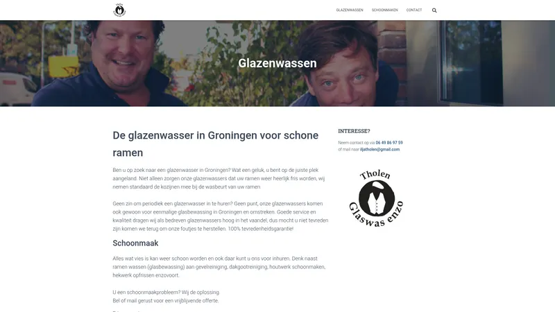 Website van Tholenglaswasenzo