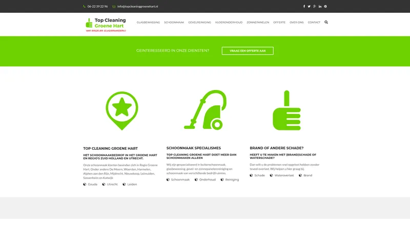 Website van Top Cleaning Groene Hart