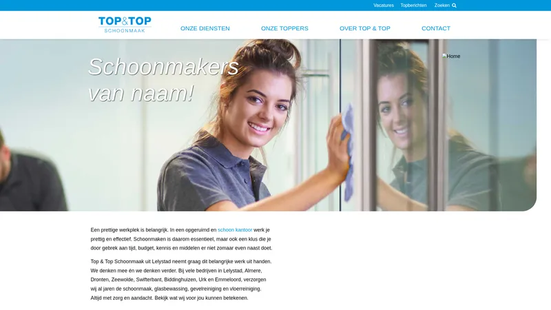 Website van Top & Top Schoonmaak