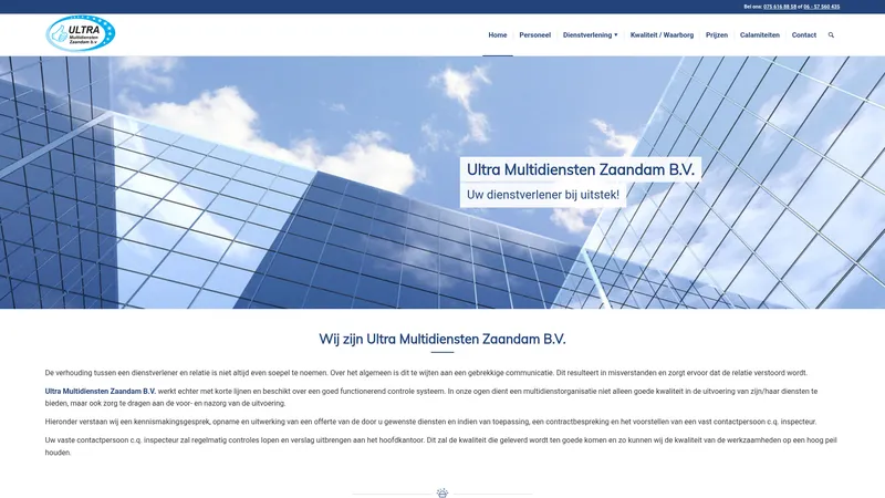 Website van Ultra Multidiensten Zaandam B.V