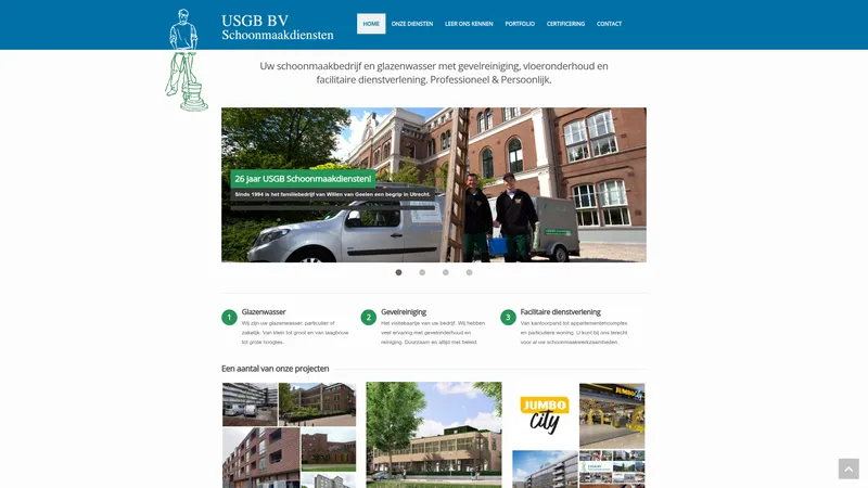 Website van USGB Schoonmaakdiensten BV