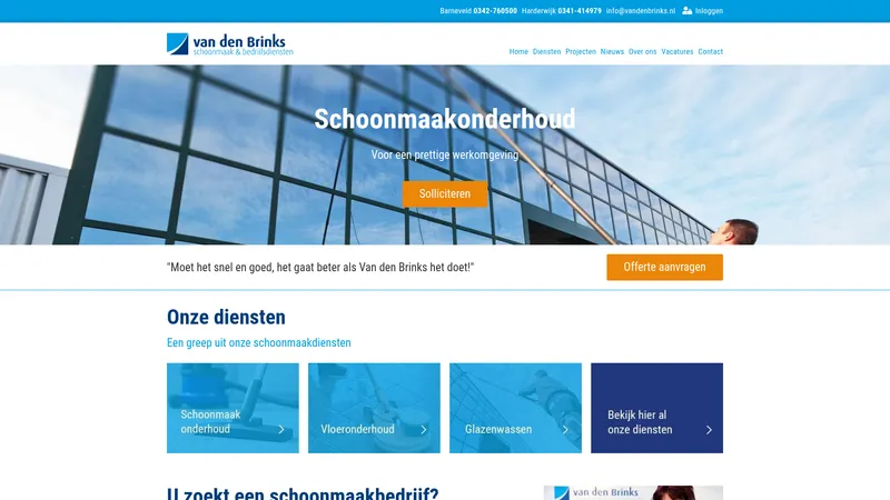 Website van Van den Brinks Schoonmaak & bedrijfsdiensten